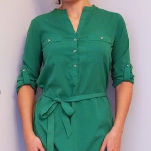 Calvin Klein Green 3/4 Sleeve Flowy Tunic Blouse